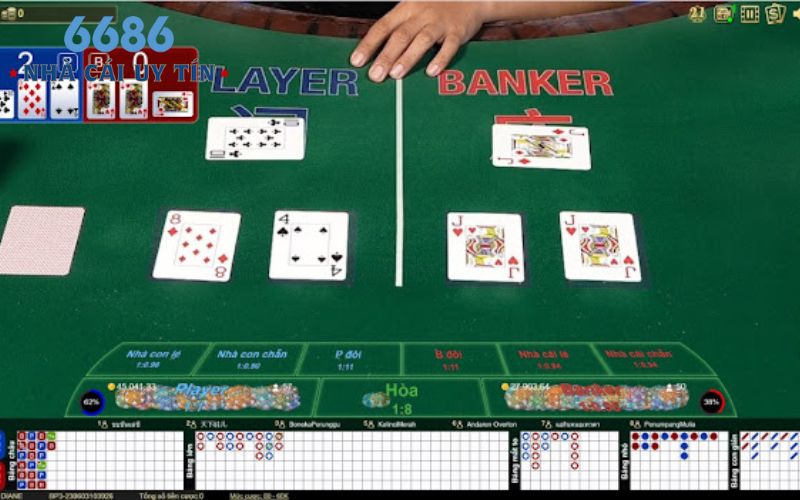 Bet thủ có thể đặt cược trong kèo dự đoán đôi đỏ/đen cho Banker/Player